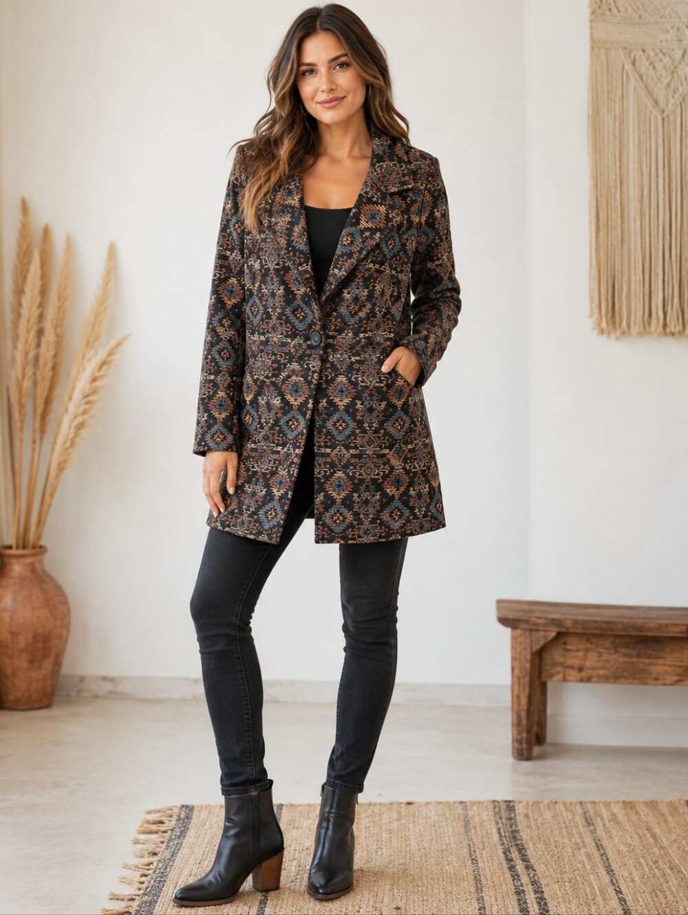 Fifteen Twenty NWT Floral Tapestry Jacquard Long Blazer Coat Large